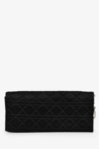 Christian Dior 2008 Black Satin Cannage Clutch On Chain