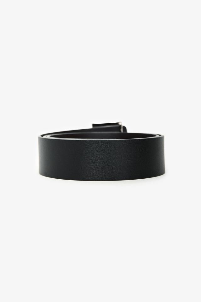 Burberry Black/Brown Reversible Leather Silver Tone 'TB' Buckle Belt Size 34/85