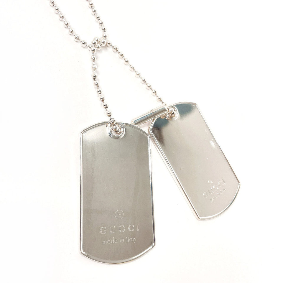Gucci Necklace Silver925 Silver Ball chain dog tag double plate