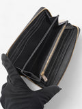 Christian Dior Cannage Zip Around Wallet Black / Gold Lambskin Leather