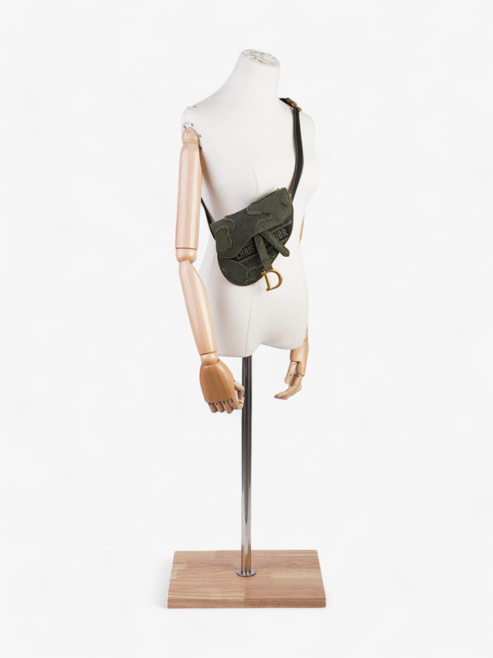 Christian Dior Saddle Belt Bag Green Camouflage Canvas