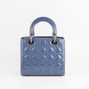 Lady Dior Medium Patent Blue/Grey