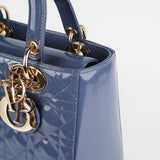 Lady Dior Medium Patent Blue/Grey