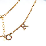 Christian Dior Multicolour Rhinestone Logo Necklace Costume Jewellery