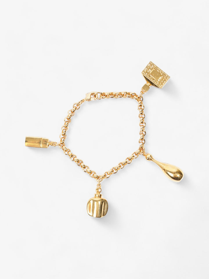 Christian Dior Perfume Bottle Charm Bracelet Gold Base Metal