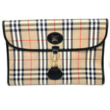 Burberry Clutch bag Canvas / leather beige logo check unisex(Unisex)