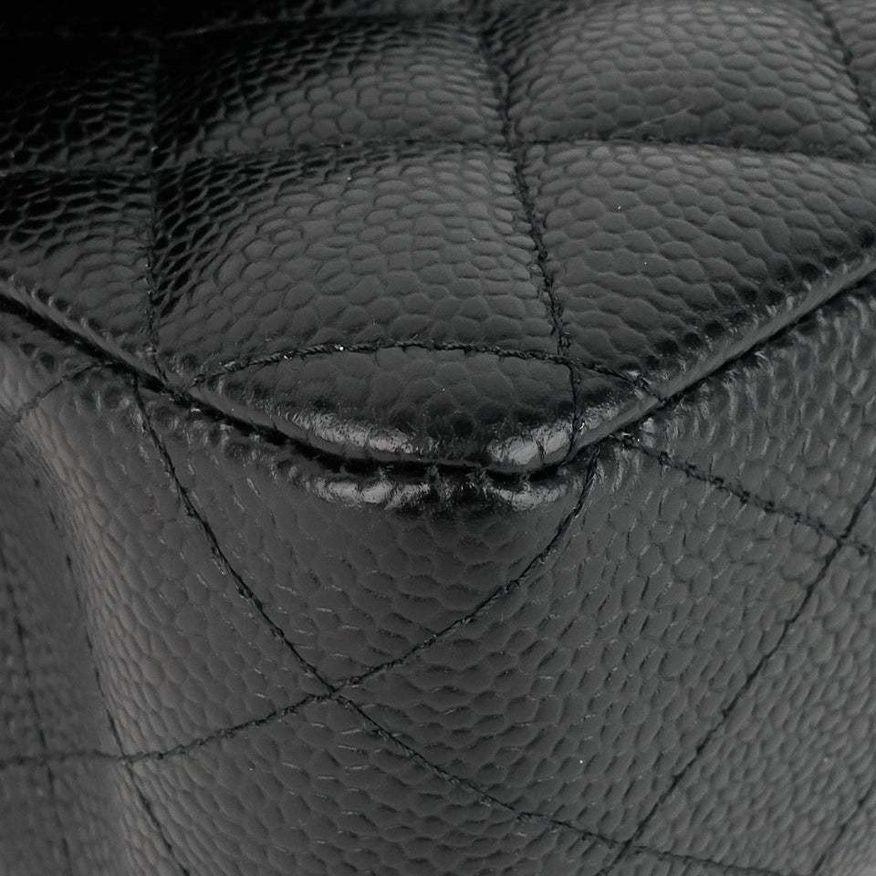 Chanel Double Flap Quilted Caviar Leather Bag