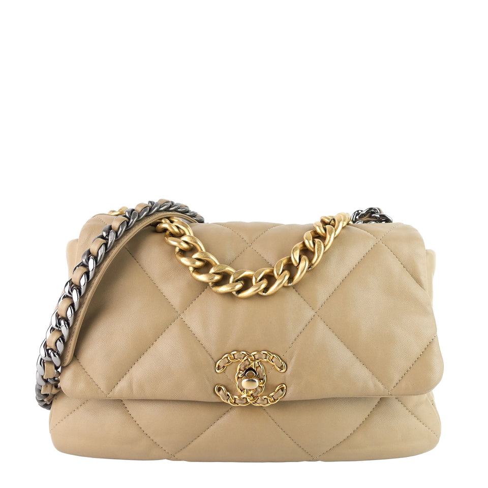 Chanel 19 Large Quilted Lambskin Leather Flap Bag