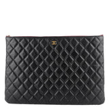 Chanel O Case Large Caviar Leather Clutch Bag
