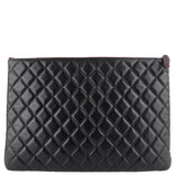 Chanel O Case Large Caviar Leather Clutch Bag