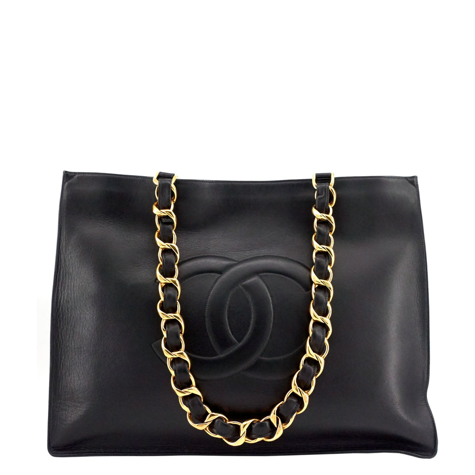 Chanel CC Chain XL Calfskin Leather Tote Bag