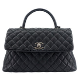 Chanel Coco Top Handle Medium Caviar Leather Bag