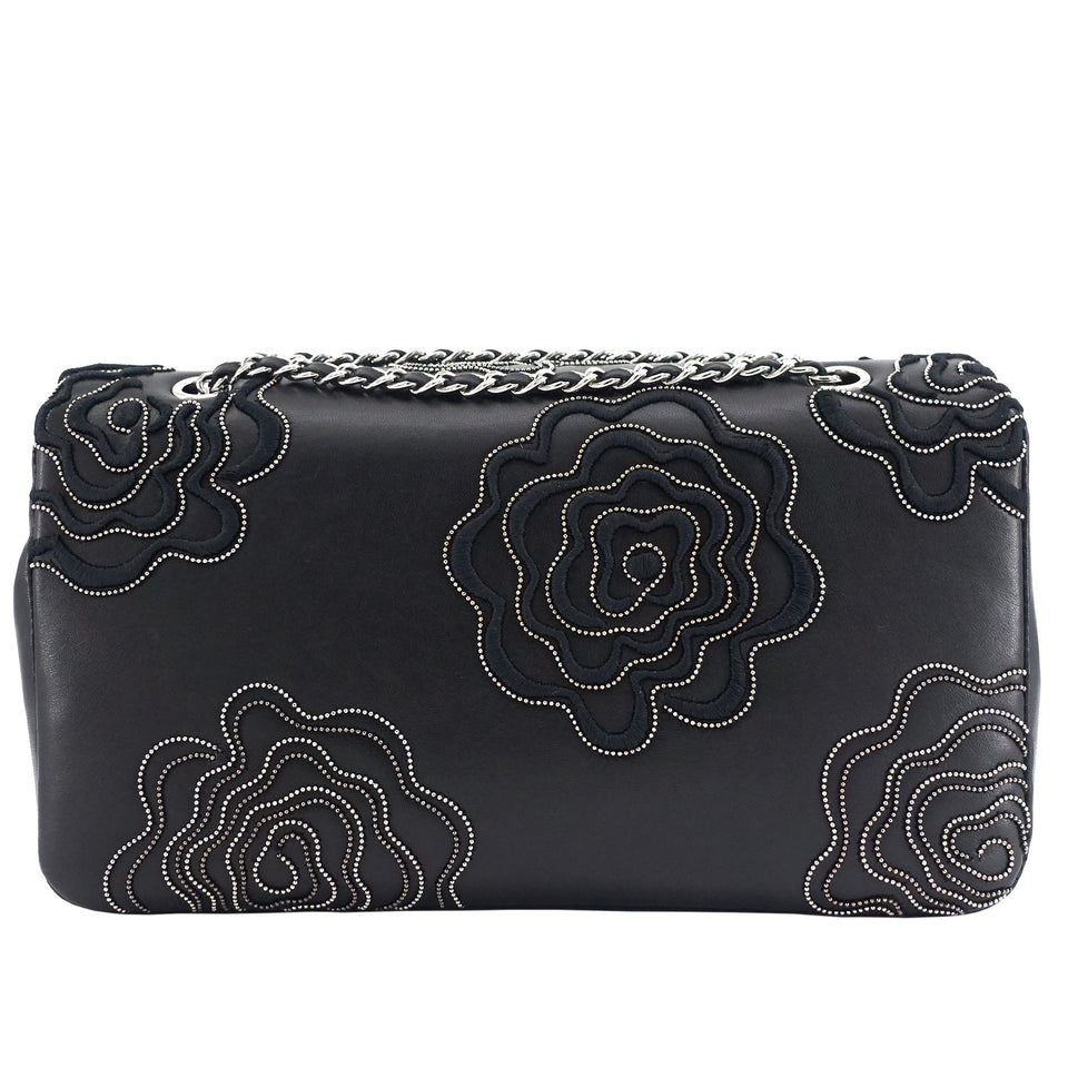 Chanel Embroidered Camellia Follies Medium Lambskin Leather Flap Bag