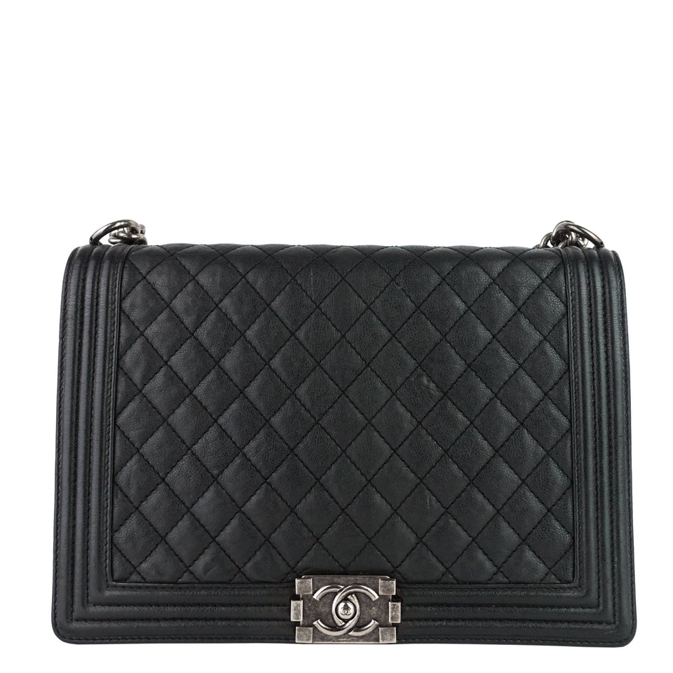 Chanel Boy Flap Large Quilted Calfskin Leather Bag