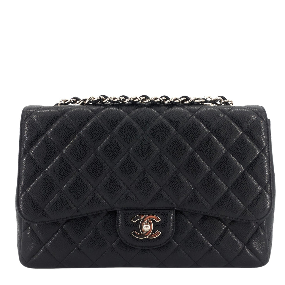 Chanel Jumbo Quilted Caviar Classic Flap Bag