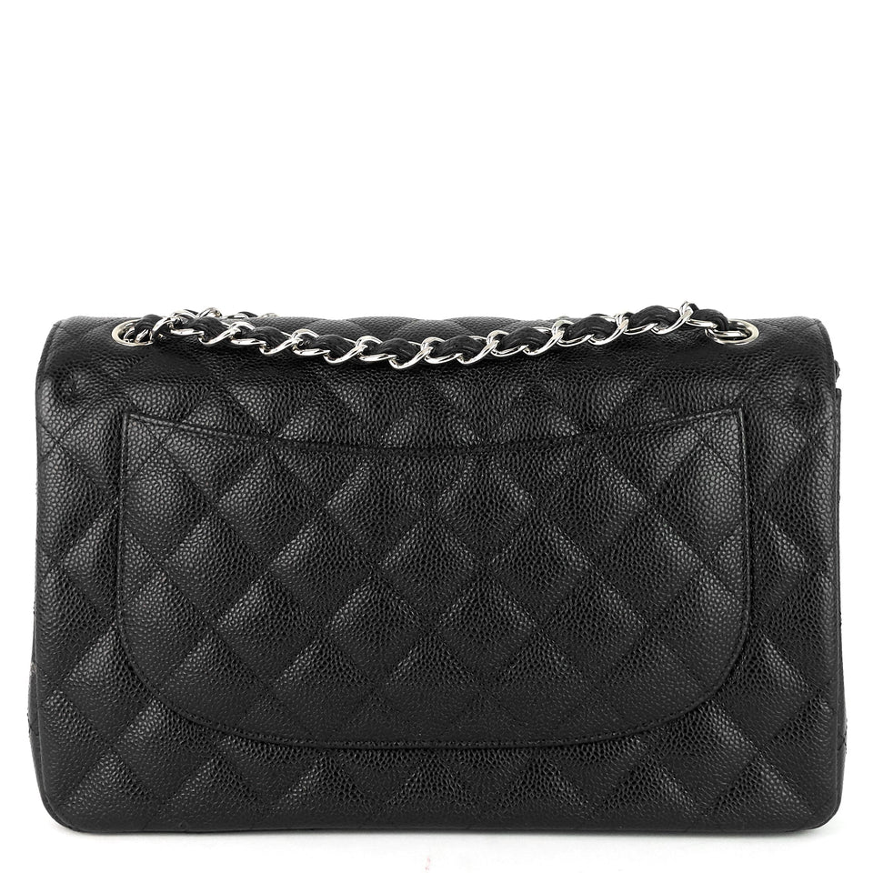 Chanel Double Flap Quilted Caviar Leather Bag