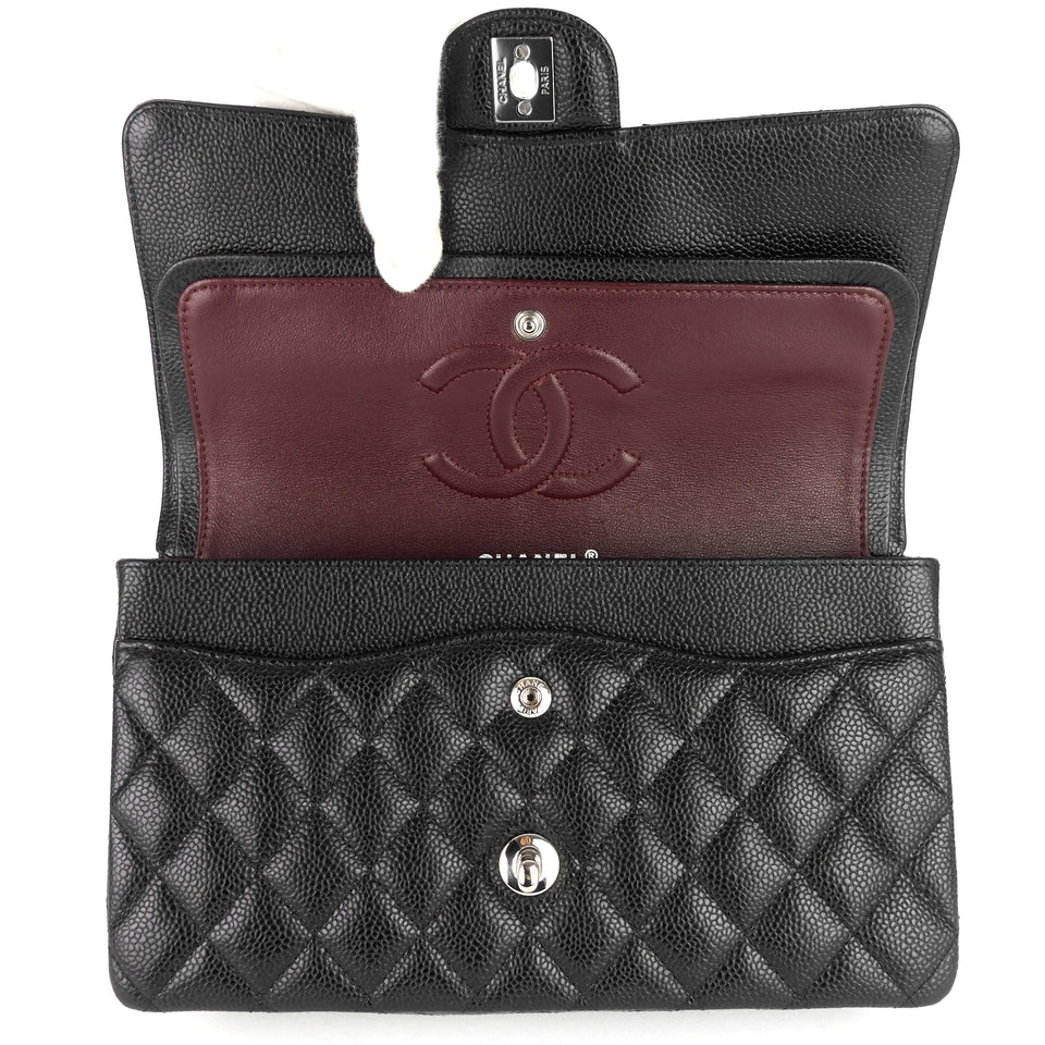 Chanel Double Flap Quilted Caviar Leather Bag