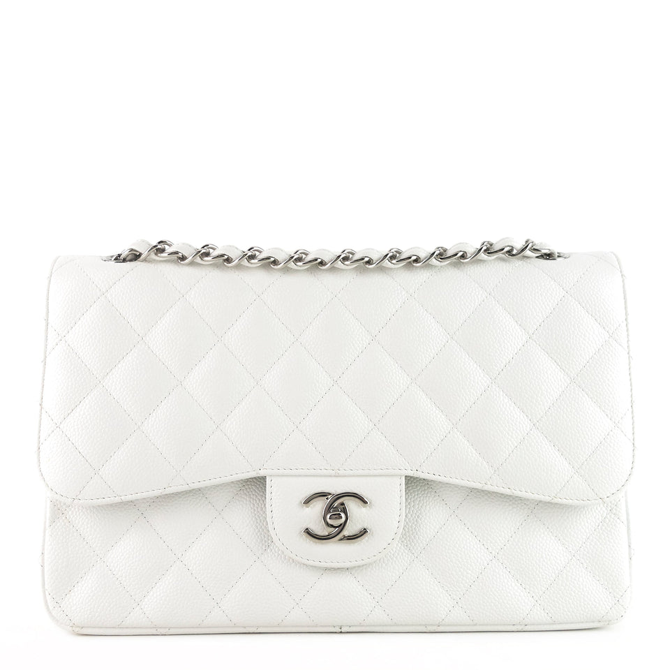 Chanel Double Flap Quilted Caviar Leather Bag