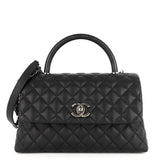 Chanel CC Coco Small Caviar and Lizard-Embossed Calfskin Top Handle Bag