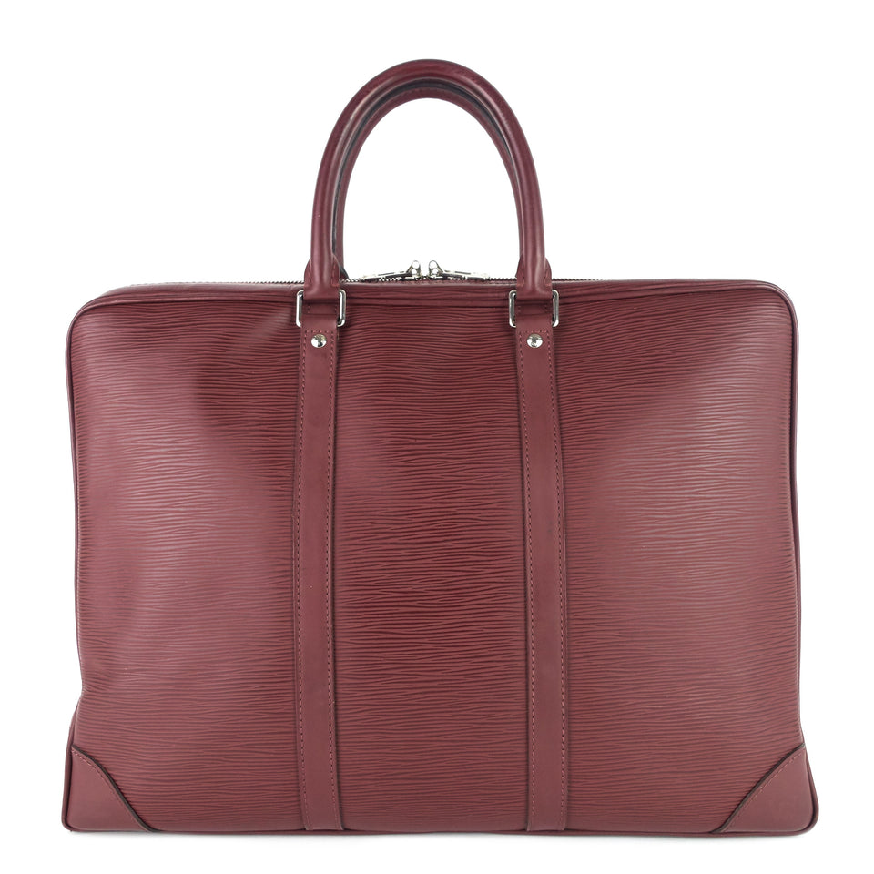Louis Vuitton Porte-Documents Voyage Burgundy Epi Leather Briefcase Bag