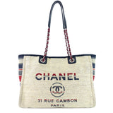Chanel Deauville Small Canvas Shopping Tote Bag