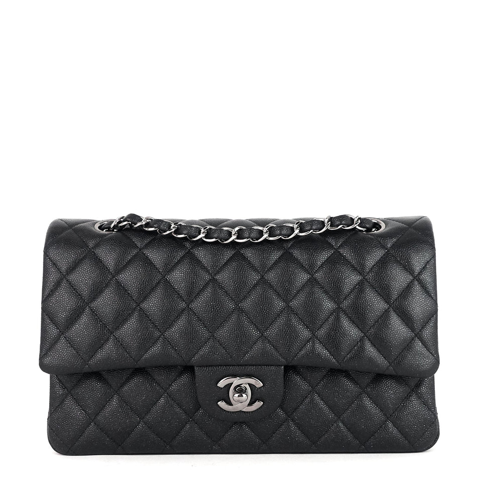 Chanel Double Flap Quilted Caviar Leather Bag