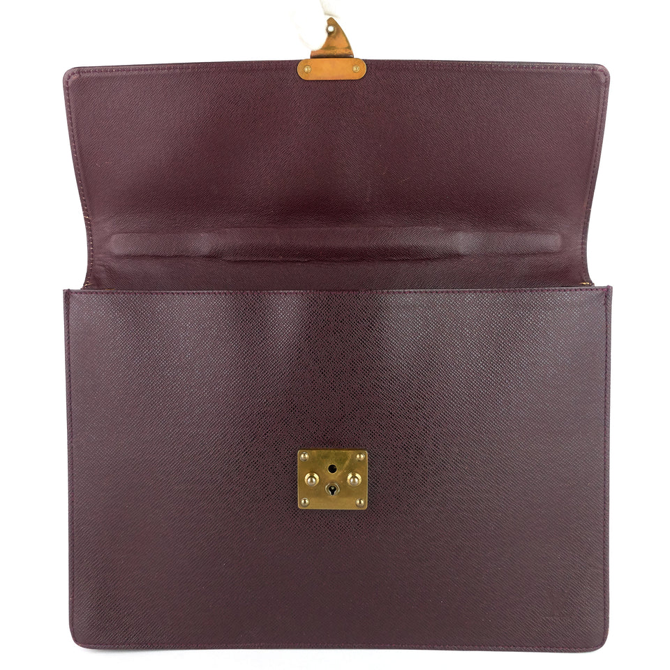 Louis Vuitton Serviette Kourad Taiga Leather Briefcase Bag