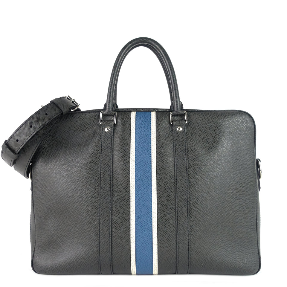 Louis Vuitton Porte-Document Voyage Ardoise Leather Briefcase Bag