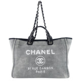 Chanel Deauville Medium Canvas Shopping Tote Bag