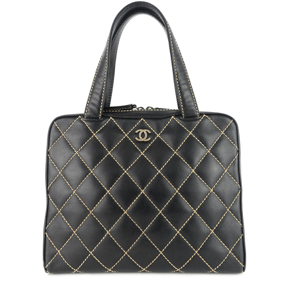 Chanel Surpique Top Handles Calfskin Leather Bowler Bag