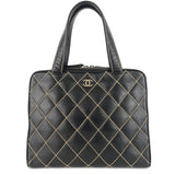 Chanel Surpique Top Handles Calfskin Leather Bowler Bag