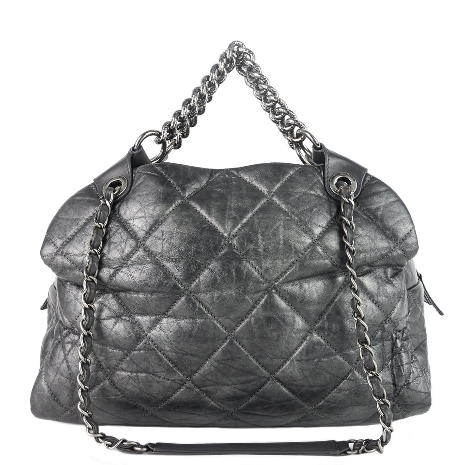 Chanel Pondichery Aged Calfskin Leather Tote Bag
