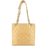 Chanel Petite Shopping Tote Quilted Caviar Leather Bag