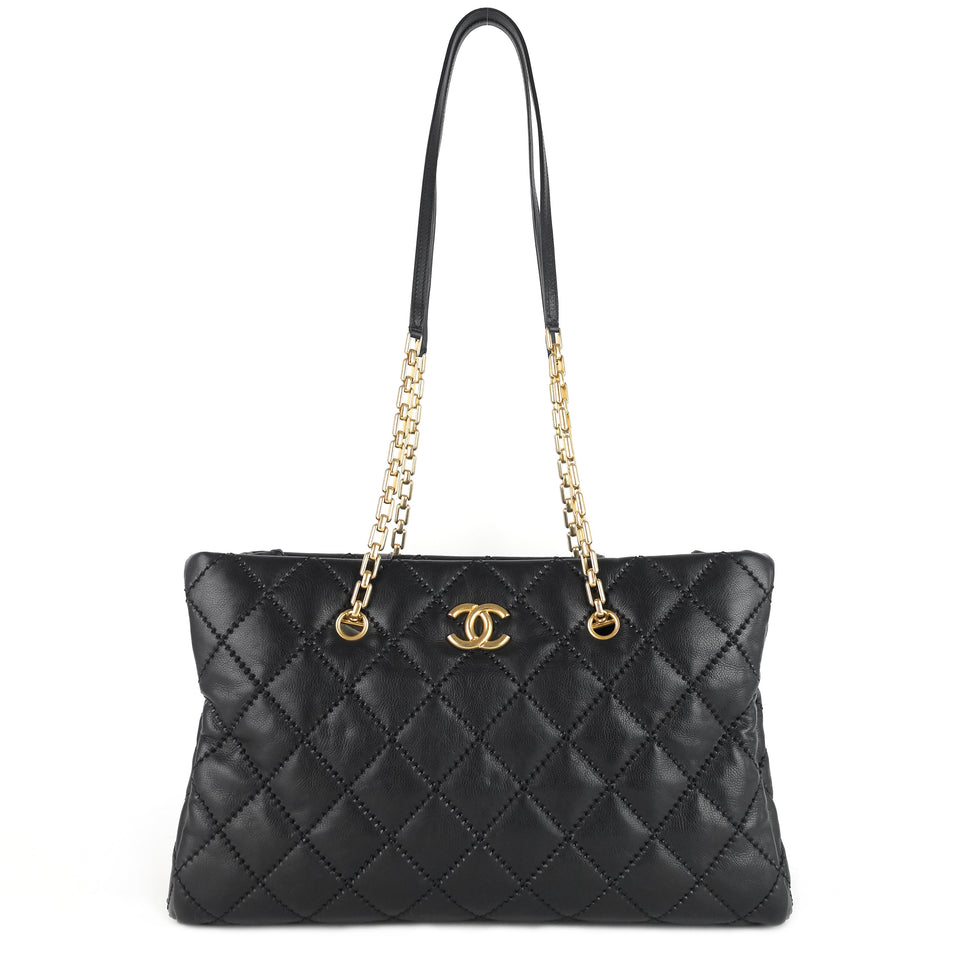 Chanel Retro Chain Large Calfskin Leather Shopping Tote Bag