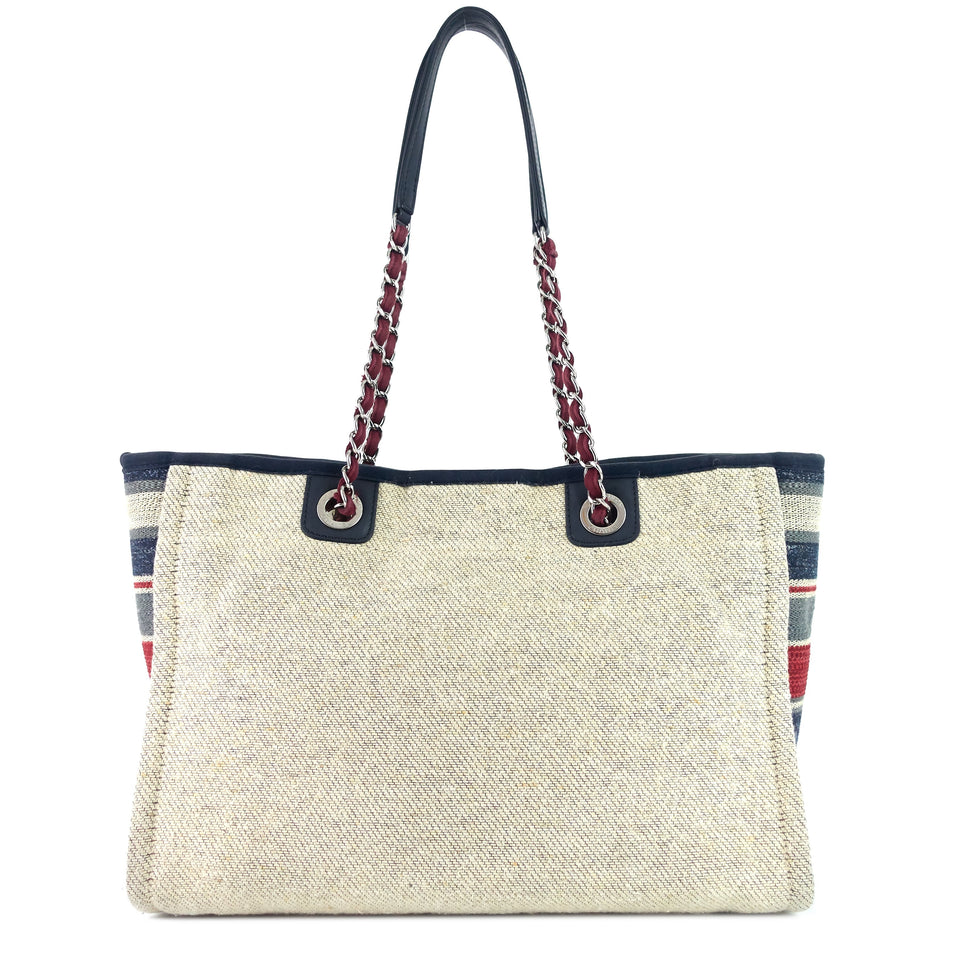 Chanel Deauville Small Canvas Shopping Tote Bag