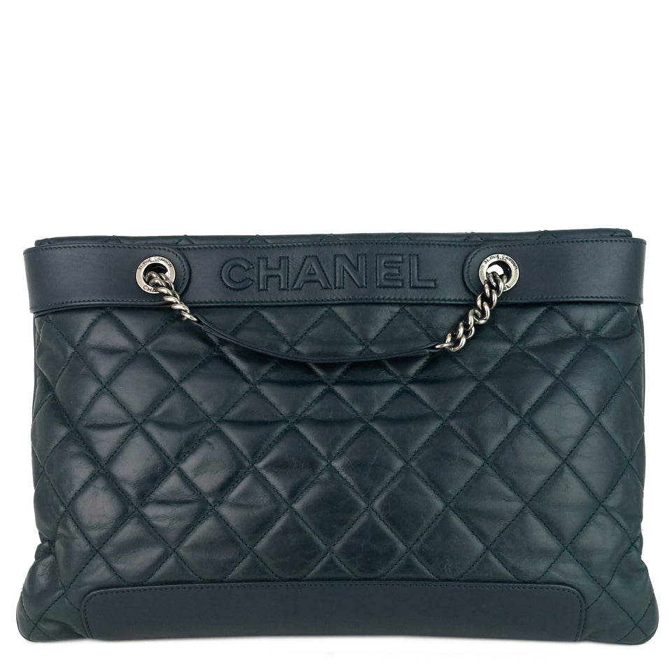 Chanel Glazed Calfskin Leather Shopping Tote Bag