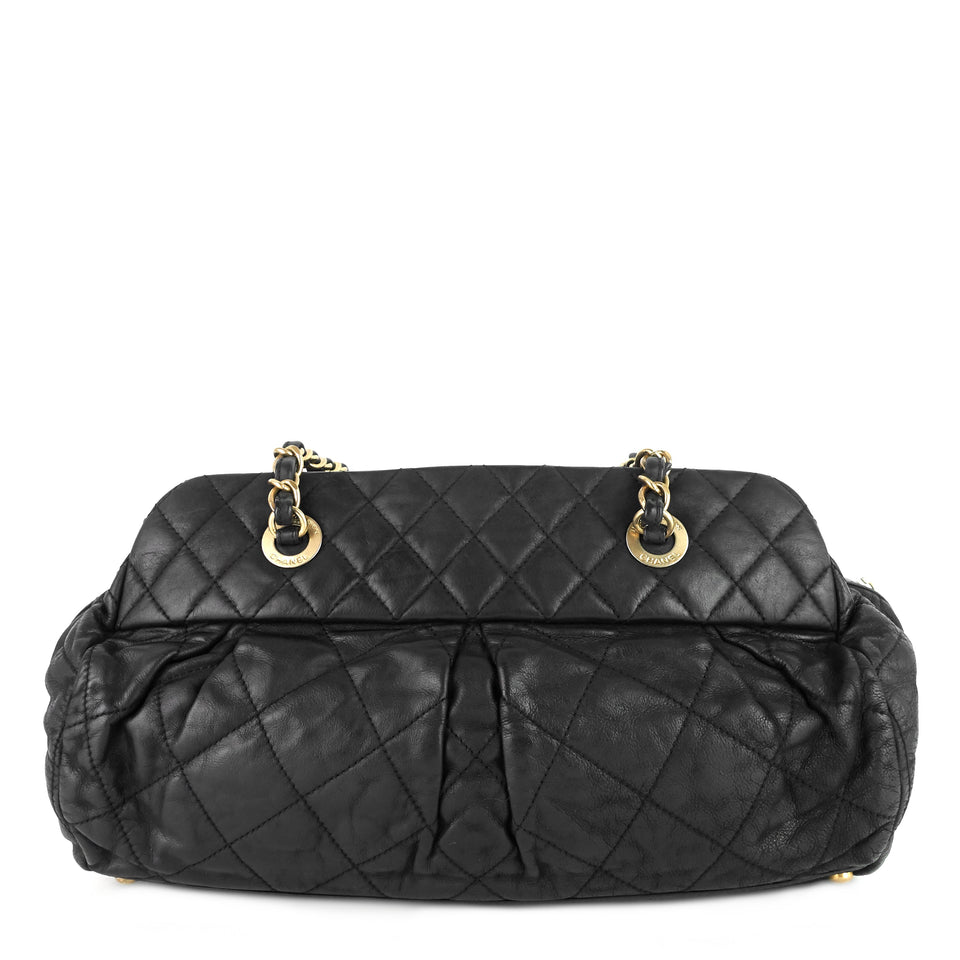 Chanel Chic Quilted Iridescent Calfskin Leather Bowling Bag