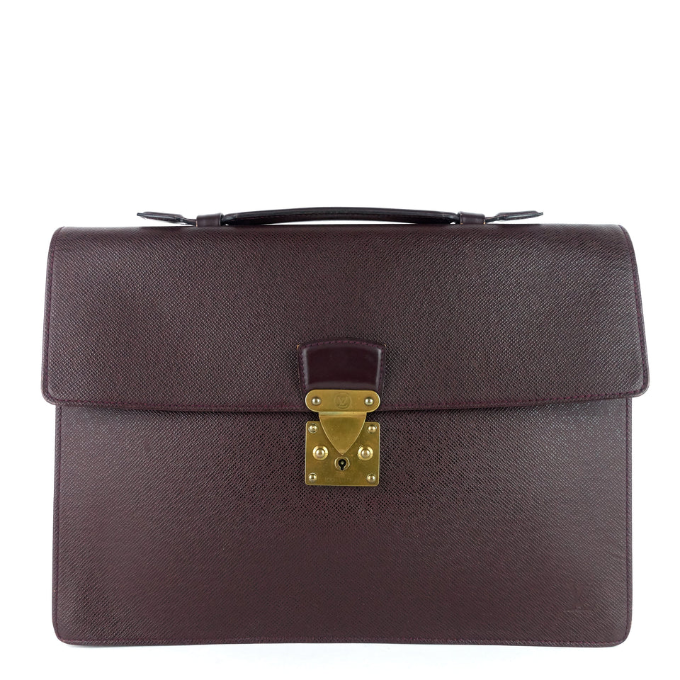 Louis Vuitton Serviette Kourad Taiga Leather Briefcase Bag