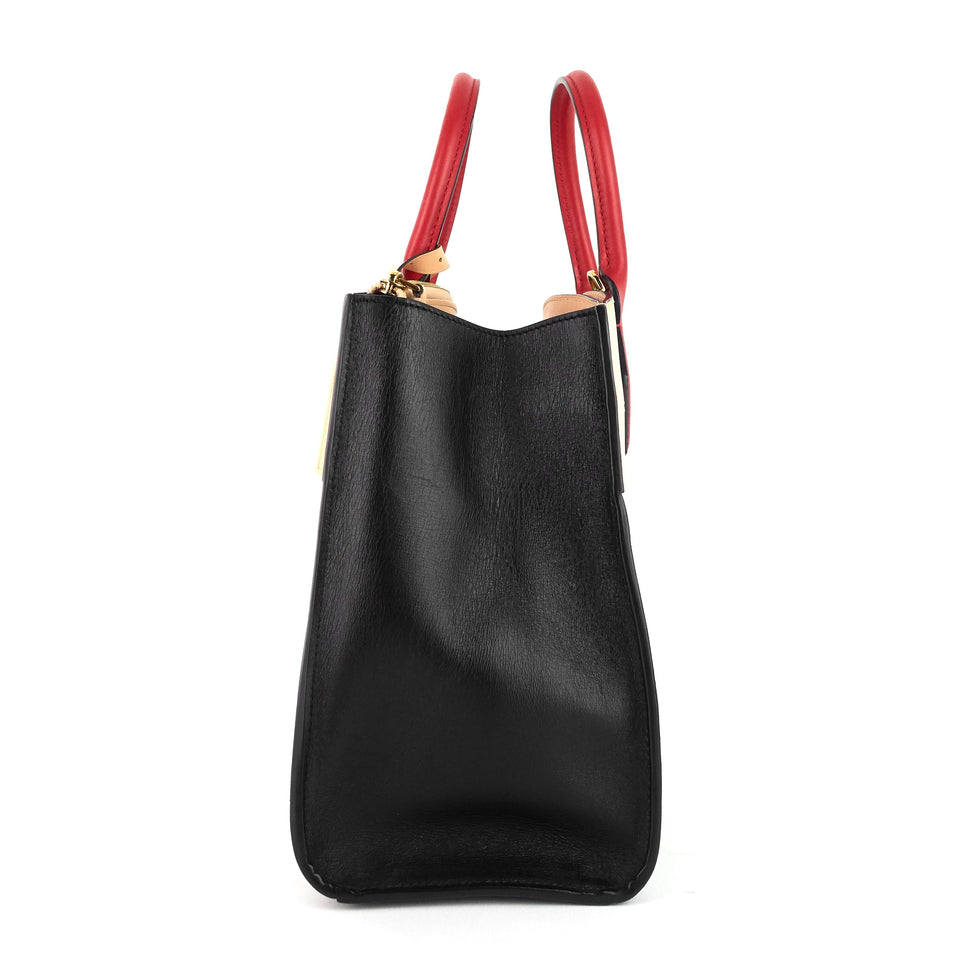 Louis Vuitton City Steamer MM Black Creme Bourgogne Calfskin Tote Bag