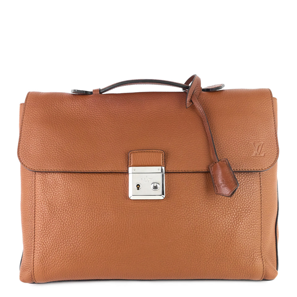 Louis Vuitton Serviette Dorian Taurillon Leather Briefcase Bag