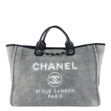 Chanel Deauville Medium Canvas Shopping Tote Bag