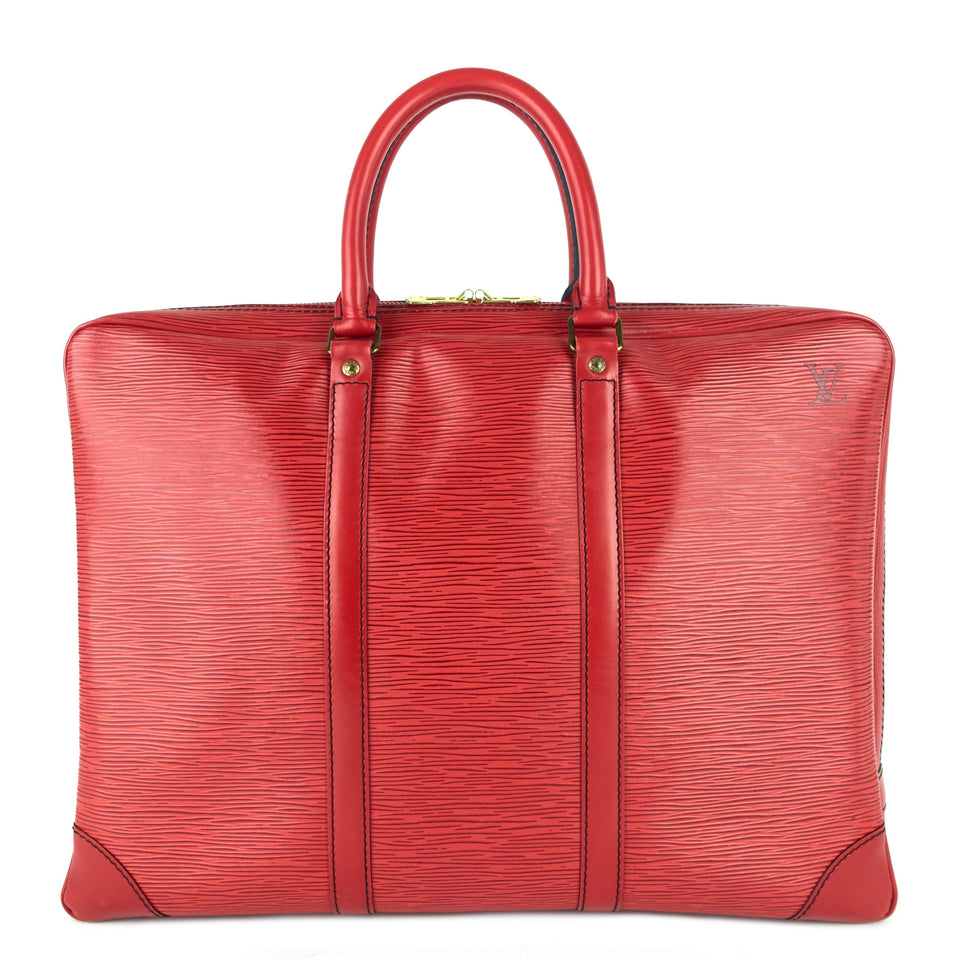 Louis Vuitton Porte-Documents Voyage Red Epi Leather Briefcase Bag