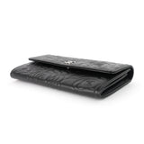 Chanel Embossed Camellia Lambskin Flap Wallet