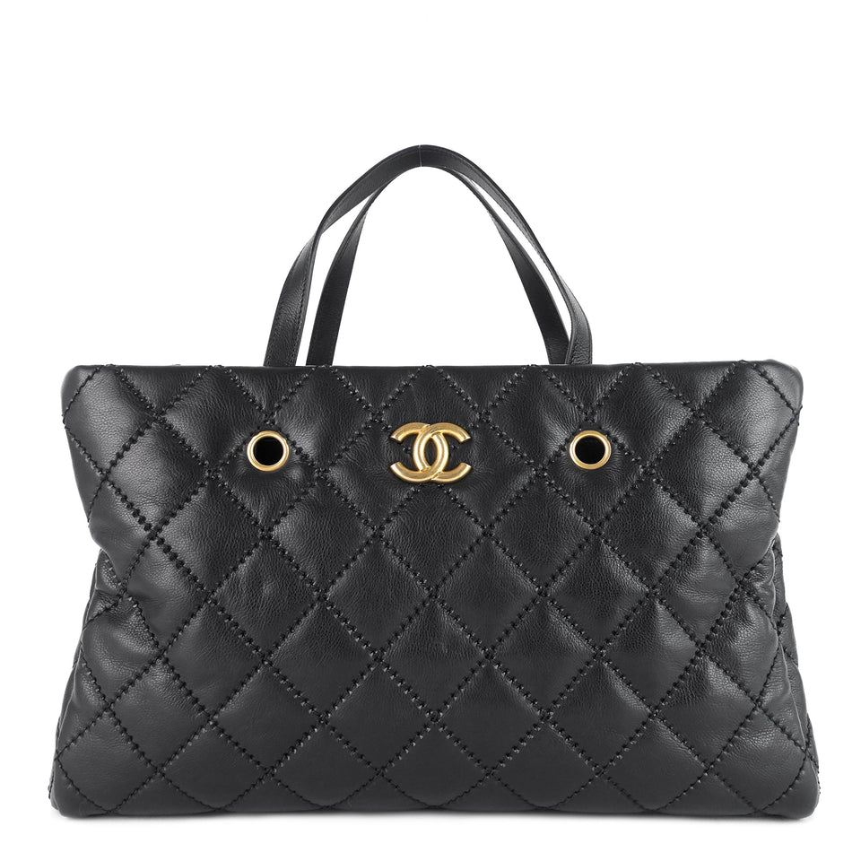 Chanel Retro Chain Large Calfskin Leather Shopping Tote Bag