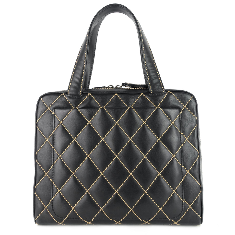 Chanel Surpique Top Handles Calfskin Leather Bowler Bag