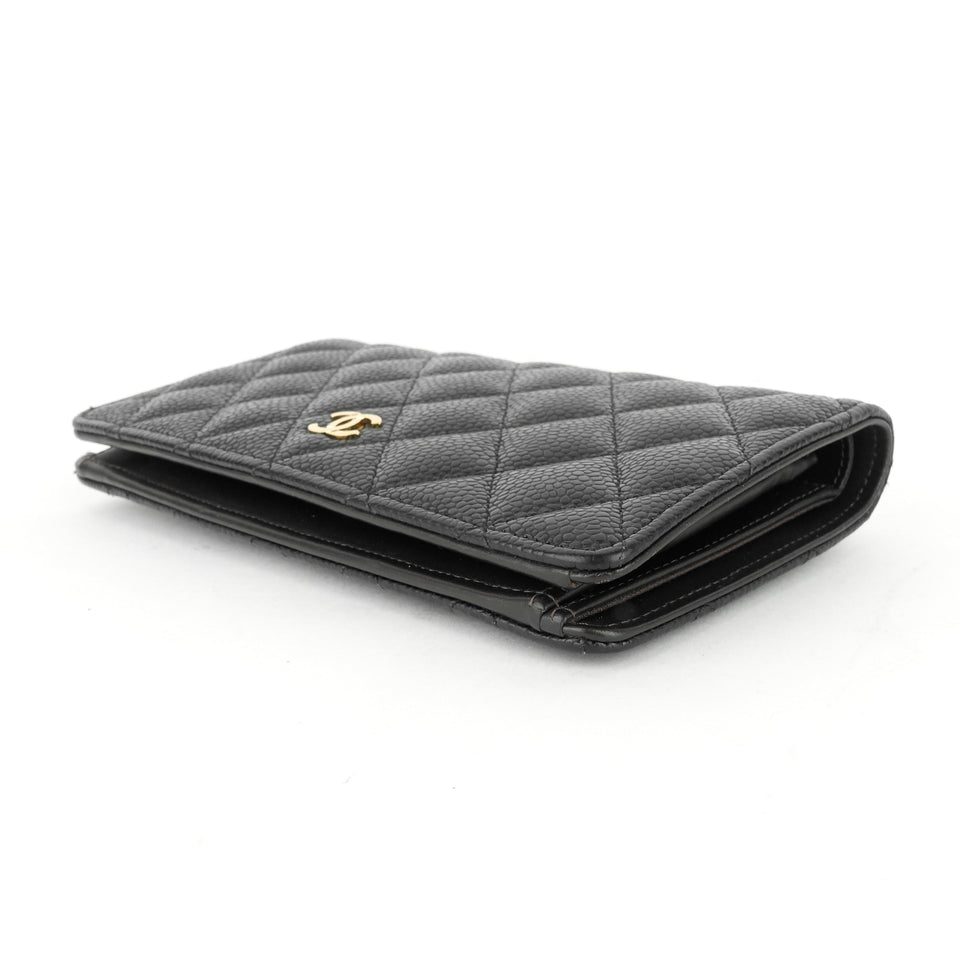 Chanel L-Yen Caviar Leather Wallet