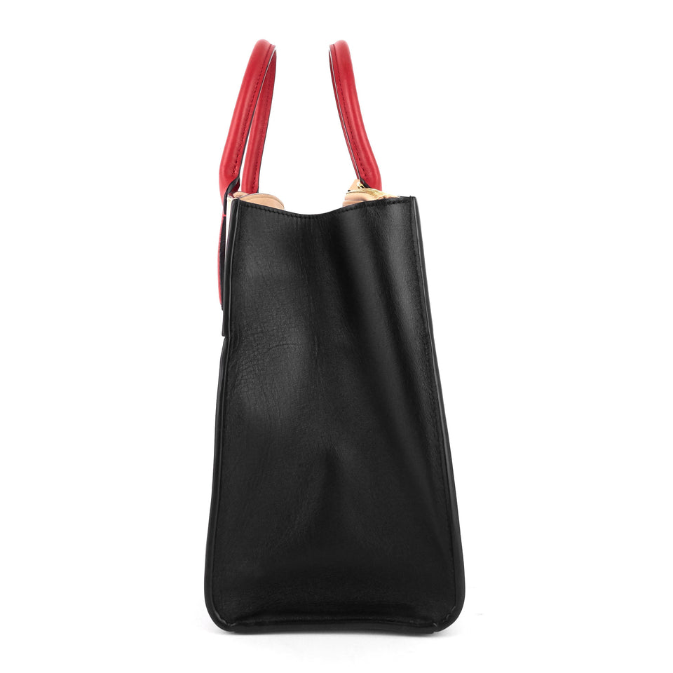 Louis Vuitton City Steamer MM Black Creme Bourgogne Calfskin Tote Bag
