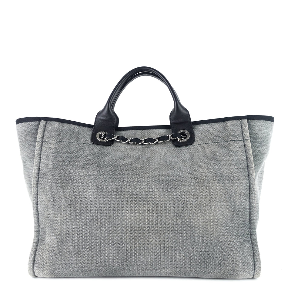 Chanel Deauville Medium Canvas Shopping Tote Bag
