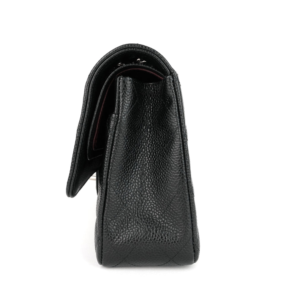 Chanel Double Flap Quilted Caviar Leather Bag