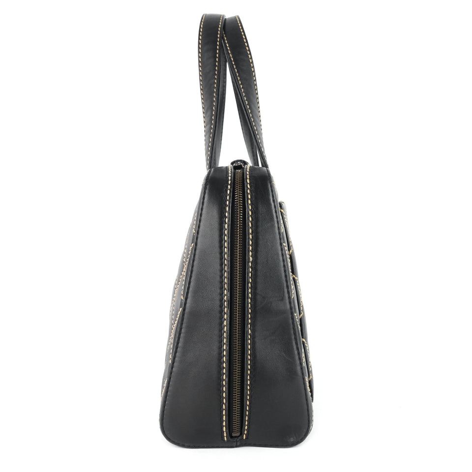 Chanel Surpique Top Handles Calfskin Leather Bowler Bag